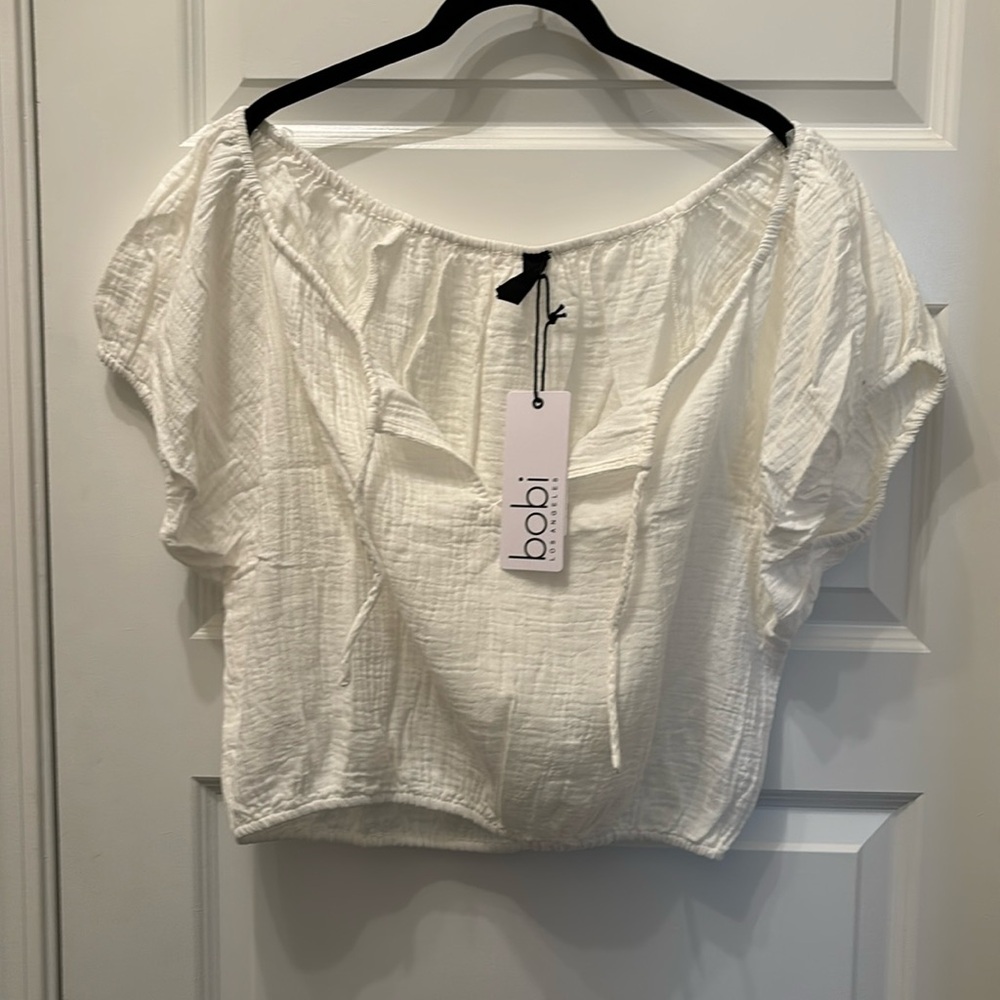 New!!  NWT Bobi Revolve white gauzy crop top.